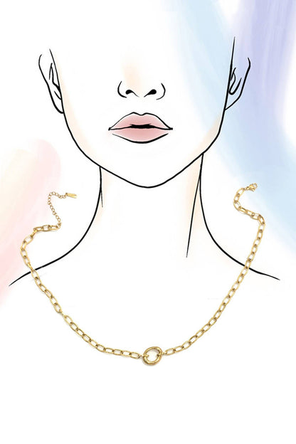 Silver Open Oval Necklace