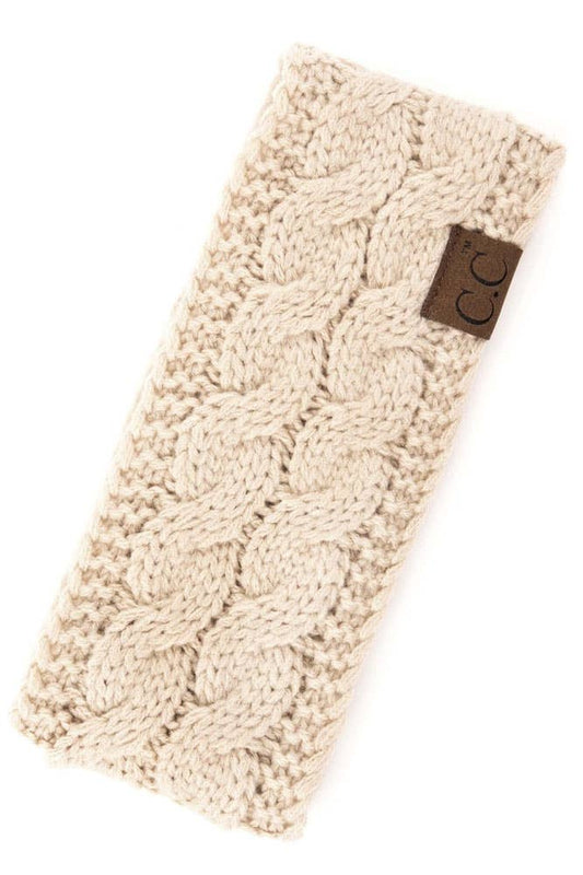 Beige Cable Knit Solid Headband