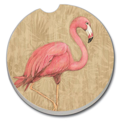 Flamingo 1 pk Absorbent Stone Car Coaster