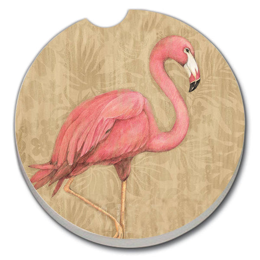 Flamingo 1 pk Absorbent Stone Car Coaster