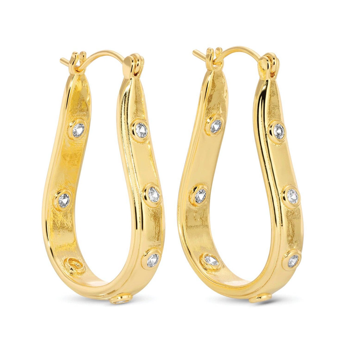 Petite CZ Oblong Latchback Earrings