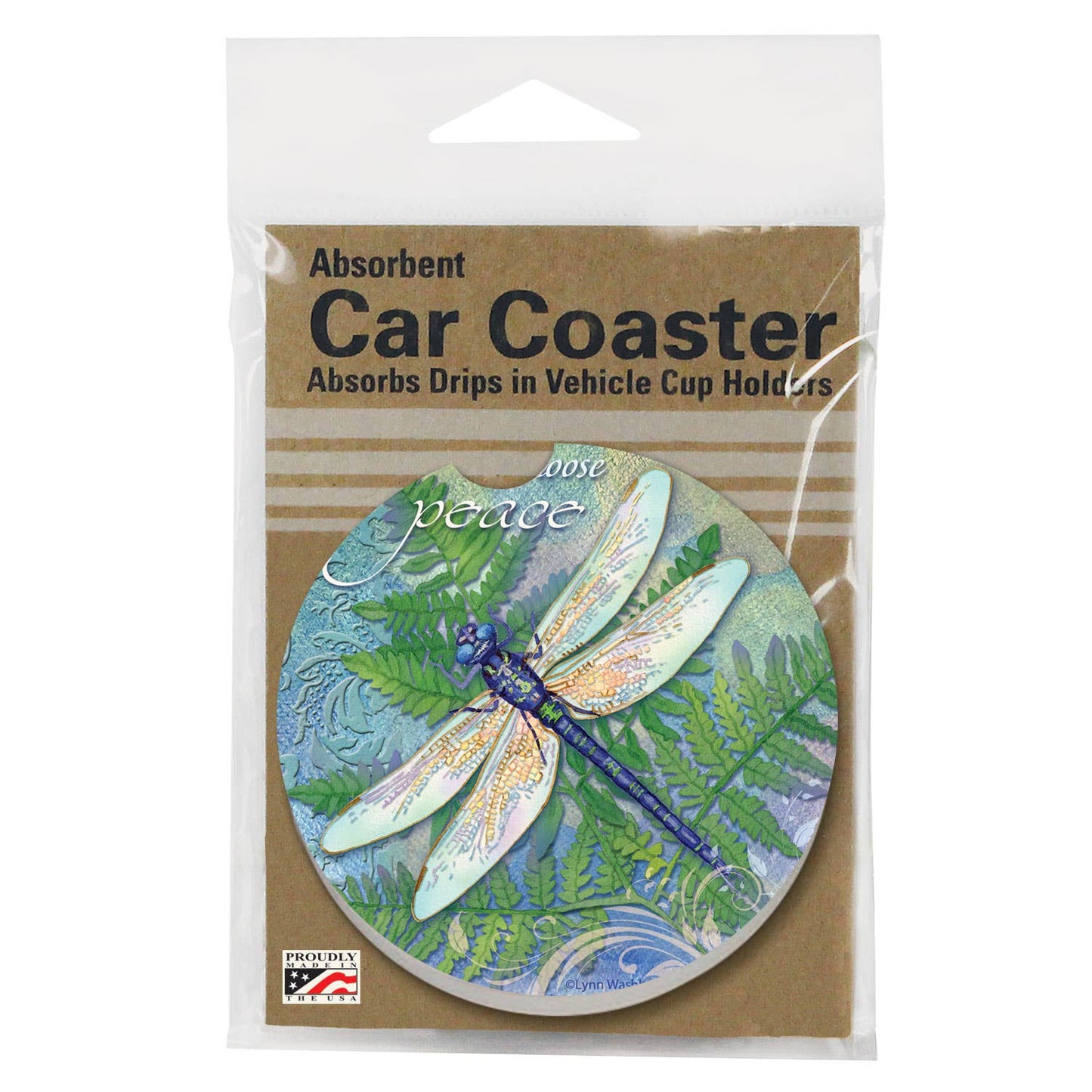 Dragonfly Inspiration Absorbent Stone Car Coaster 1 Pk