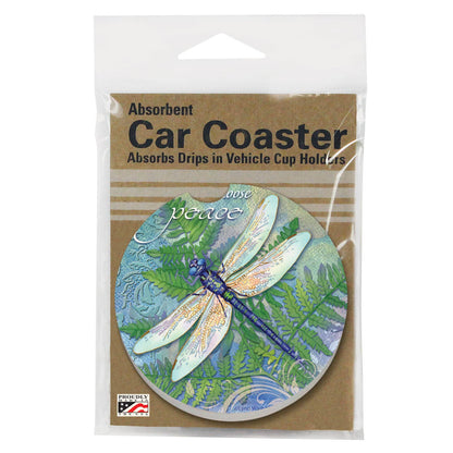 Dragonfly Inspiration Absorbent Stone Car Coaster 1 Pk