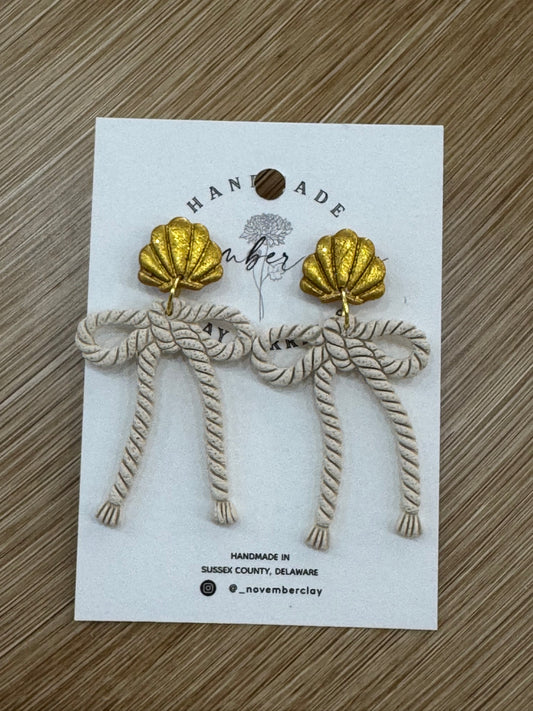 Gold Shell w/Clay Nautical Rope Bow