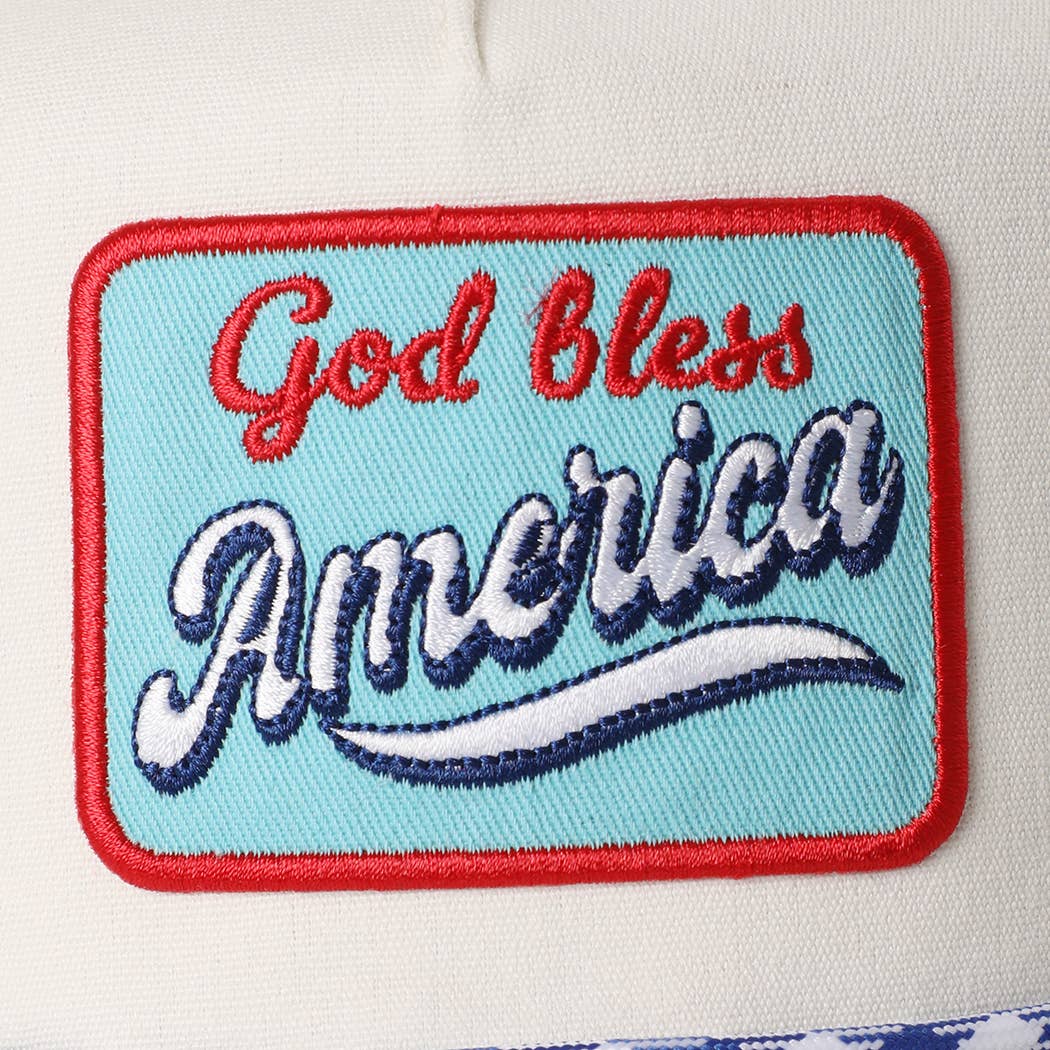 God Bless America Embroidered Patch Trucker Hat: MULTI / One Size