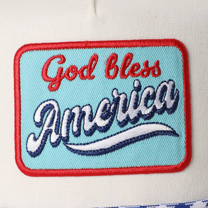 God Bless America Embroidered Patch Trucker Hat: MULTI / One Size