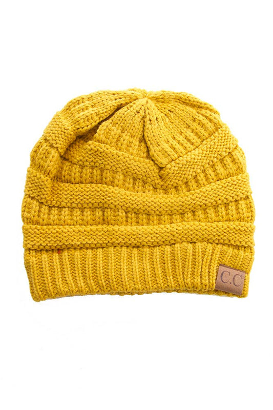 Mustard Cable Knit Classic Beanie Winter Hat