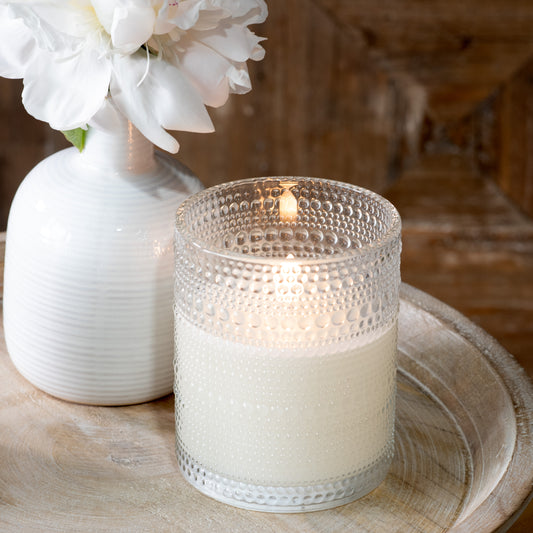 5" LED Beaded Glass Jar Candle