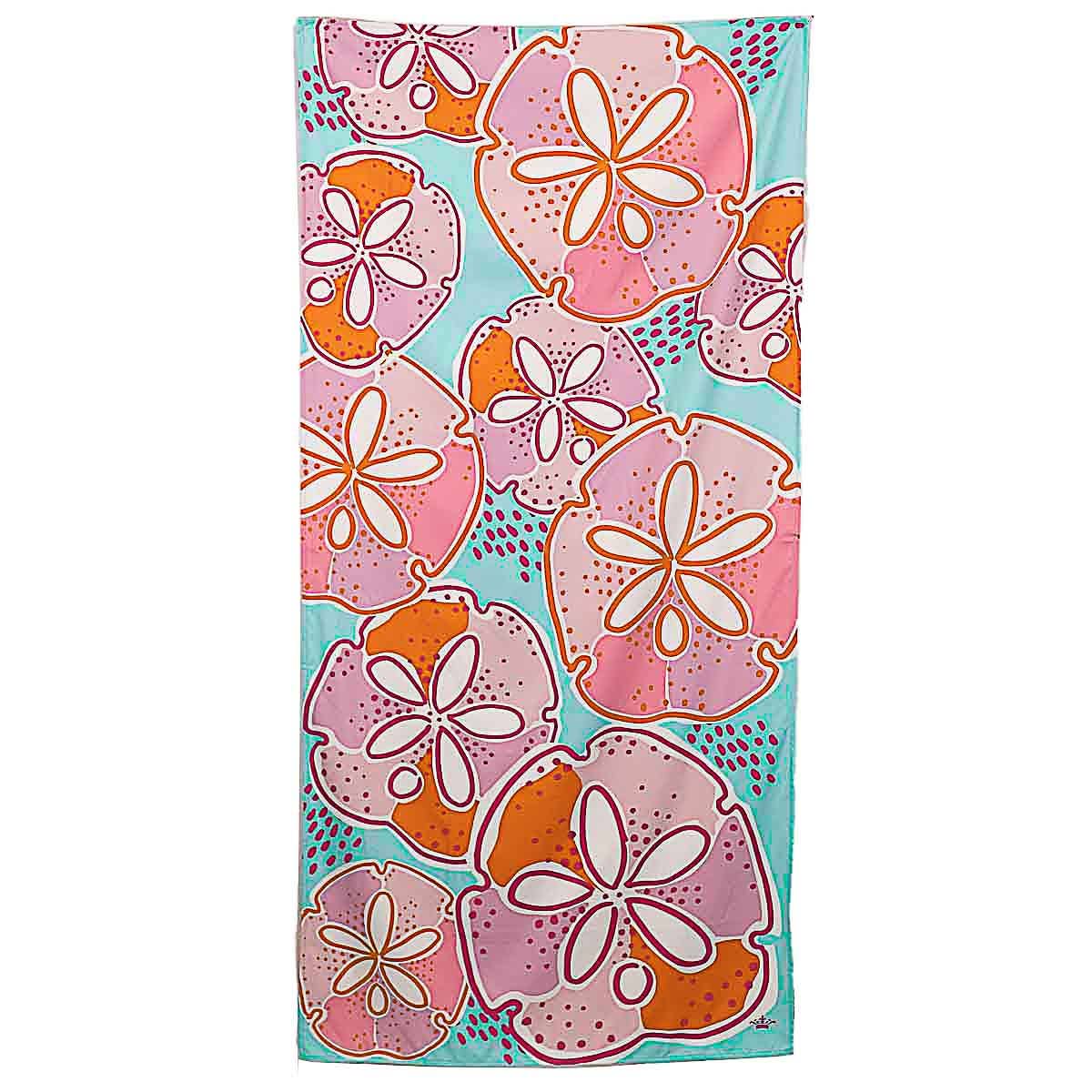 Sand Dollar Beach Towel   Aruba Blue/Pink/Orange   34x70