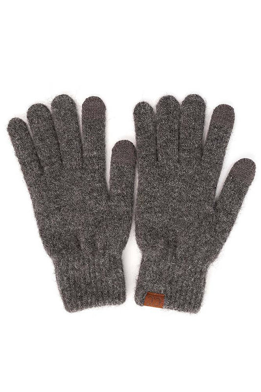 Charcoal Heather Knit Plain Gloves