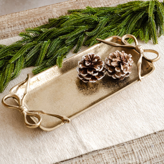 13.5" GOLD TRAY RIBBON HANDLES