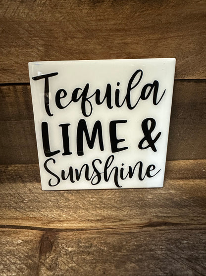 Funny Black & White Ceramic Tile Coaster (Lots of sayings to choose from.)