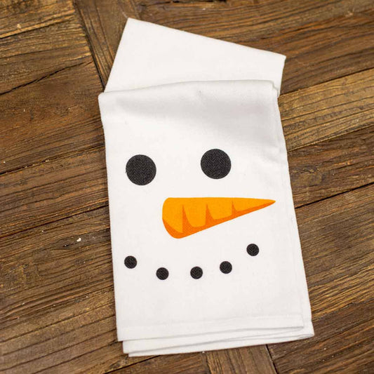 Snowman Hand Towel   White/Black/Orange   20x28