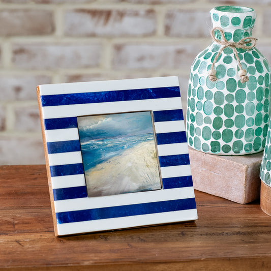 4x4 Blue Stripe Resin Photo Frame