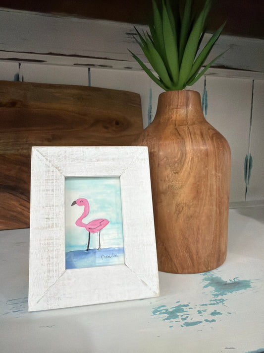 Pink Flamingo Mini Art by Noelle