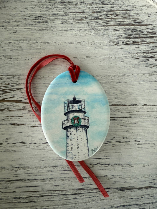 FI Sky Lighthouse w/Wreath Ornament