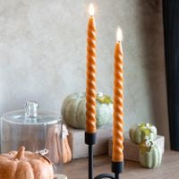 2 PC Orange LED Twist Taper Candle