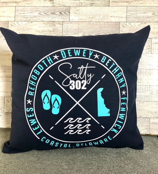 Salty 302 Blue Pillow #2547