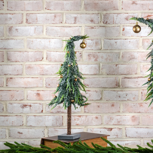 19" FROSTED BELL TREE WOOD BASE
