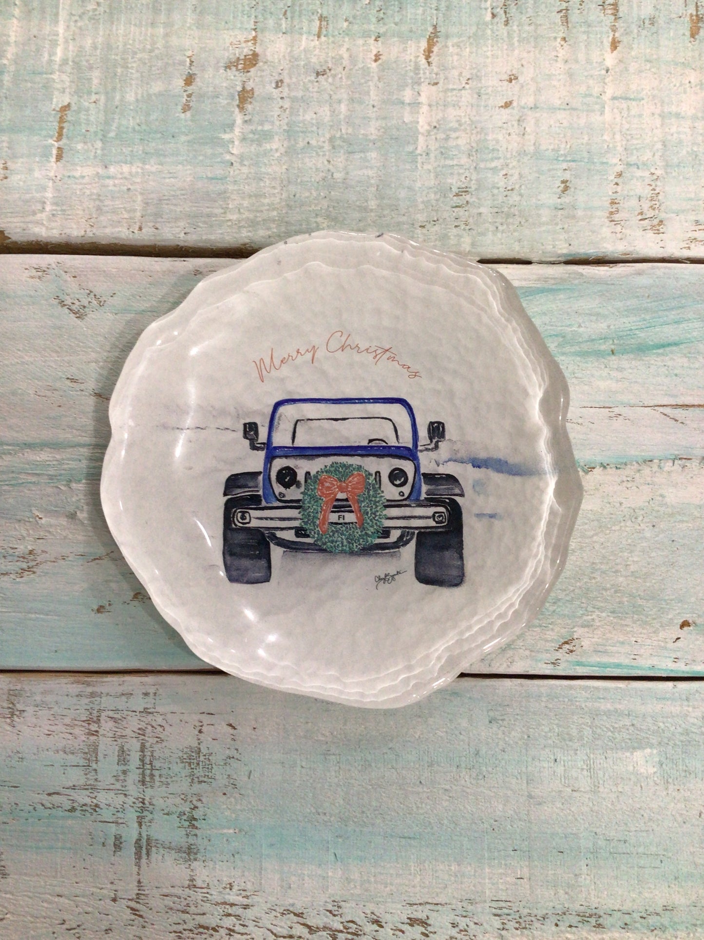 Wreath Jeep Trinket Dish from C.Zapata Art