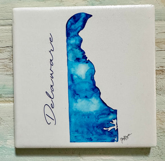 Delaware Square Ceramic Coaster by Cheryl Zapata Art