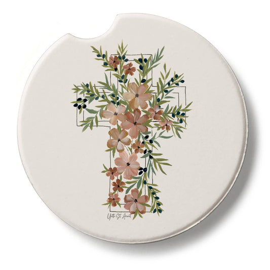 "Floral Faith" Single Packaged Stone Car Coaster