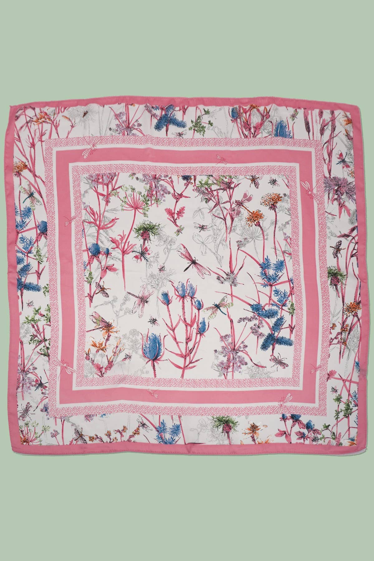 Pink Floral Print Bandana Scarf