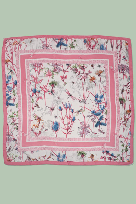Pink Floral Print Bandana Scarf