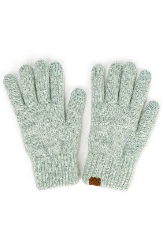 Mint Heather Knit Plain Gloves: