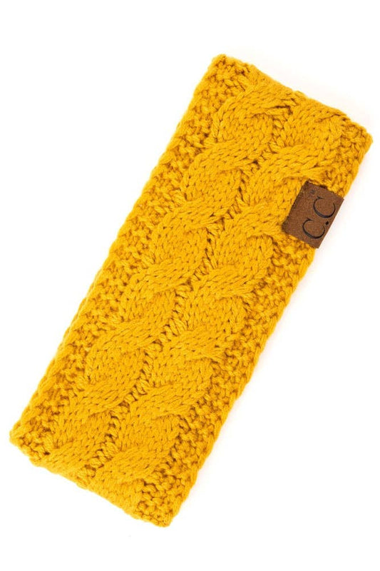 Mustard Cable Knit Solid Headband