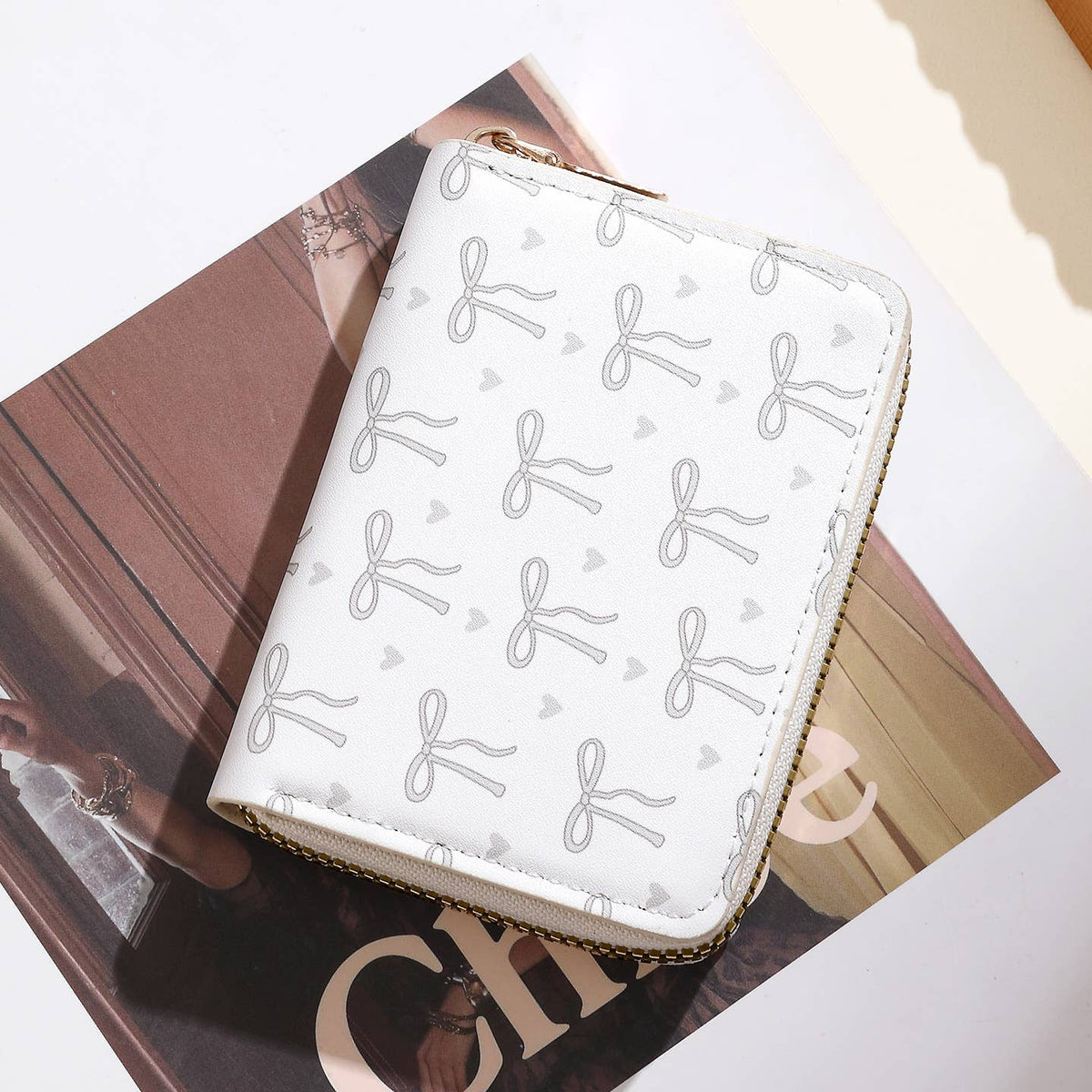 Grey Bow Print Card Wallet
