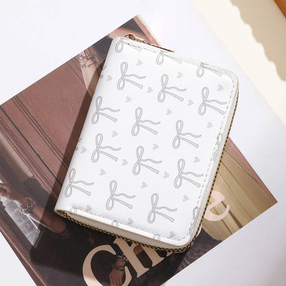 Grey Bow Print Card Wallet