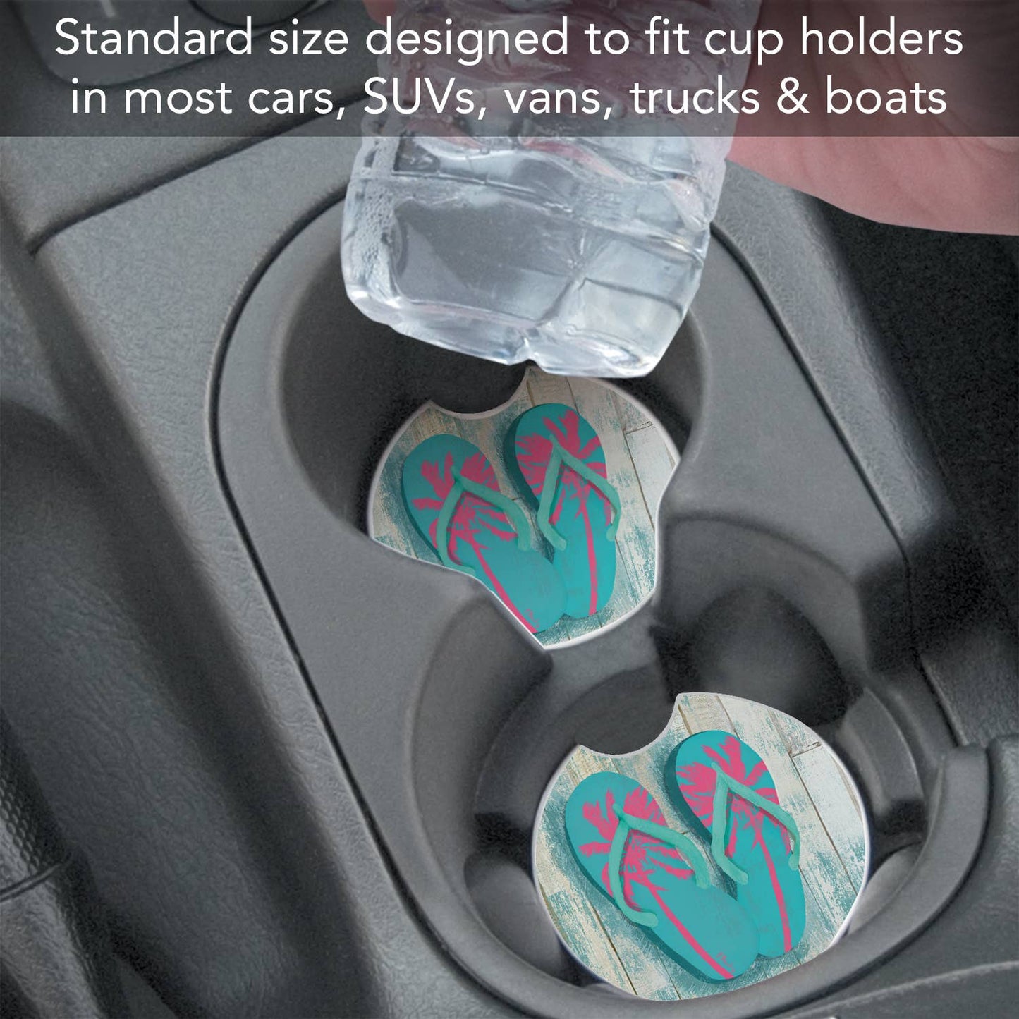 "Pompano Sandals" Absorbent Stone Car Coaster 1pk