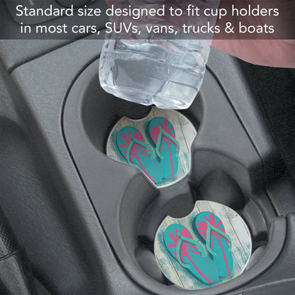 "Pompano Sandals" Absorbent Stone Car Coaster 1pk