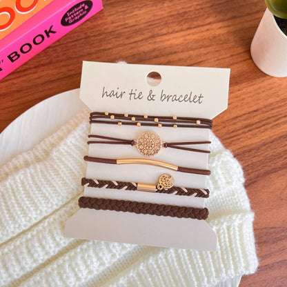 Coffee Boho Hair Tie/Bracelet Set