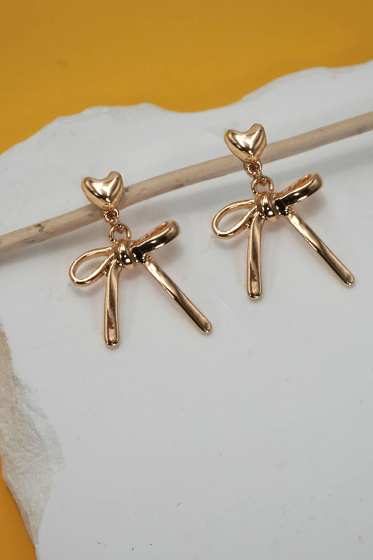 Bow Dangle w/Heart Stud Post