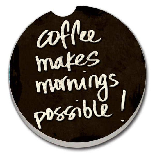 Coffee Makes Mornings Absorbent Stone Car Coaster 1 Pk