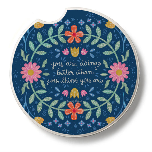 "Bloom Bright" Single Packaged Stone Car Coaster