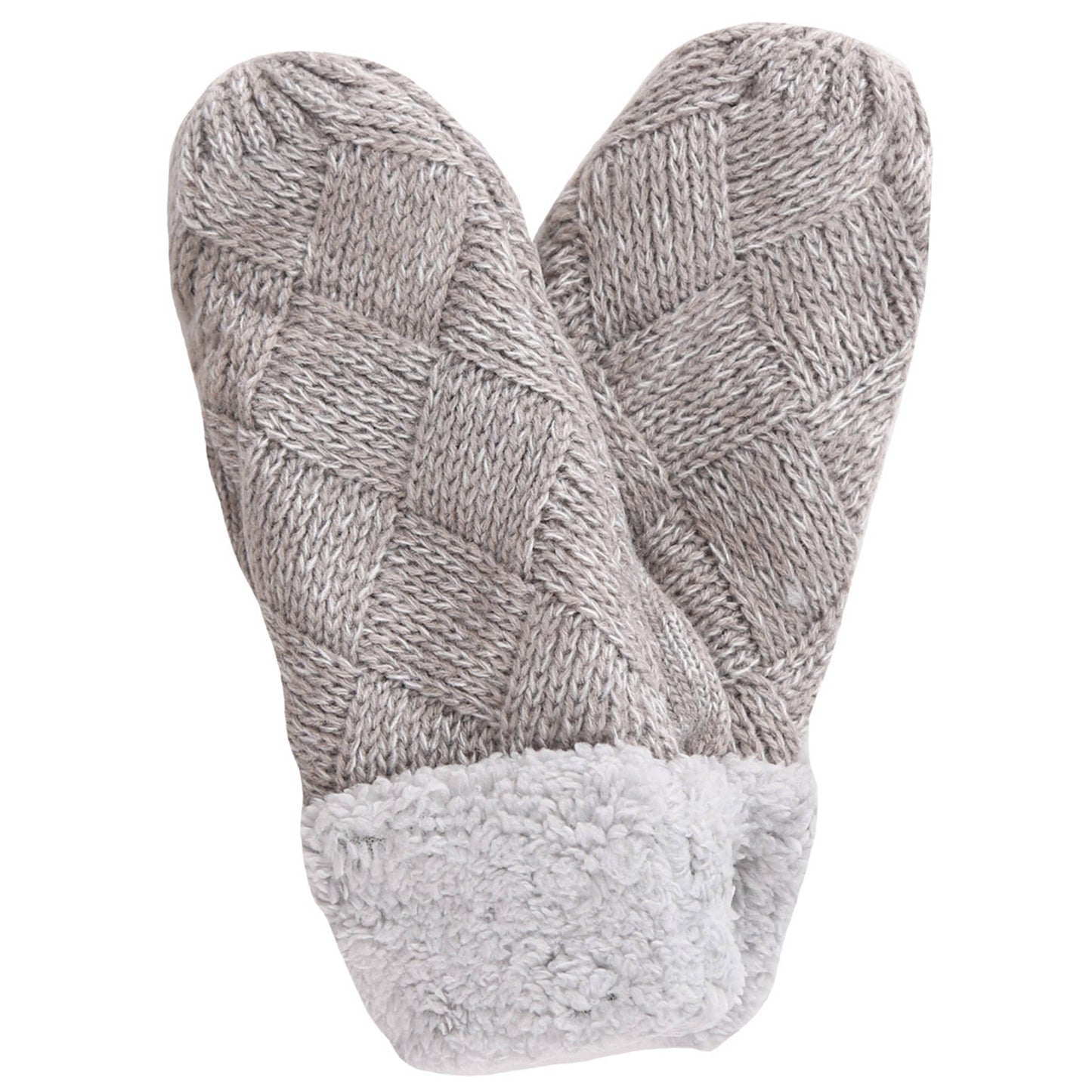 Fleece Cuffs Solid Knit Mitten Winter Gloves