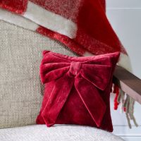 10 X 10 Red Velvet Bow Pillow