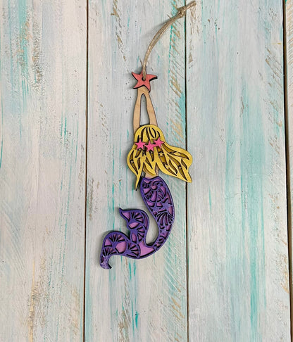 Layered Wood Mermaid Ornament