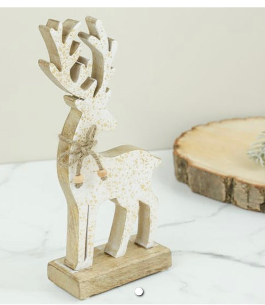 11" Gold Flecked Wood Deer