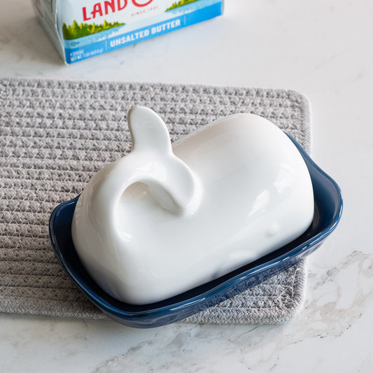 Blue/White Whale Butter Dish