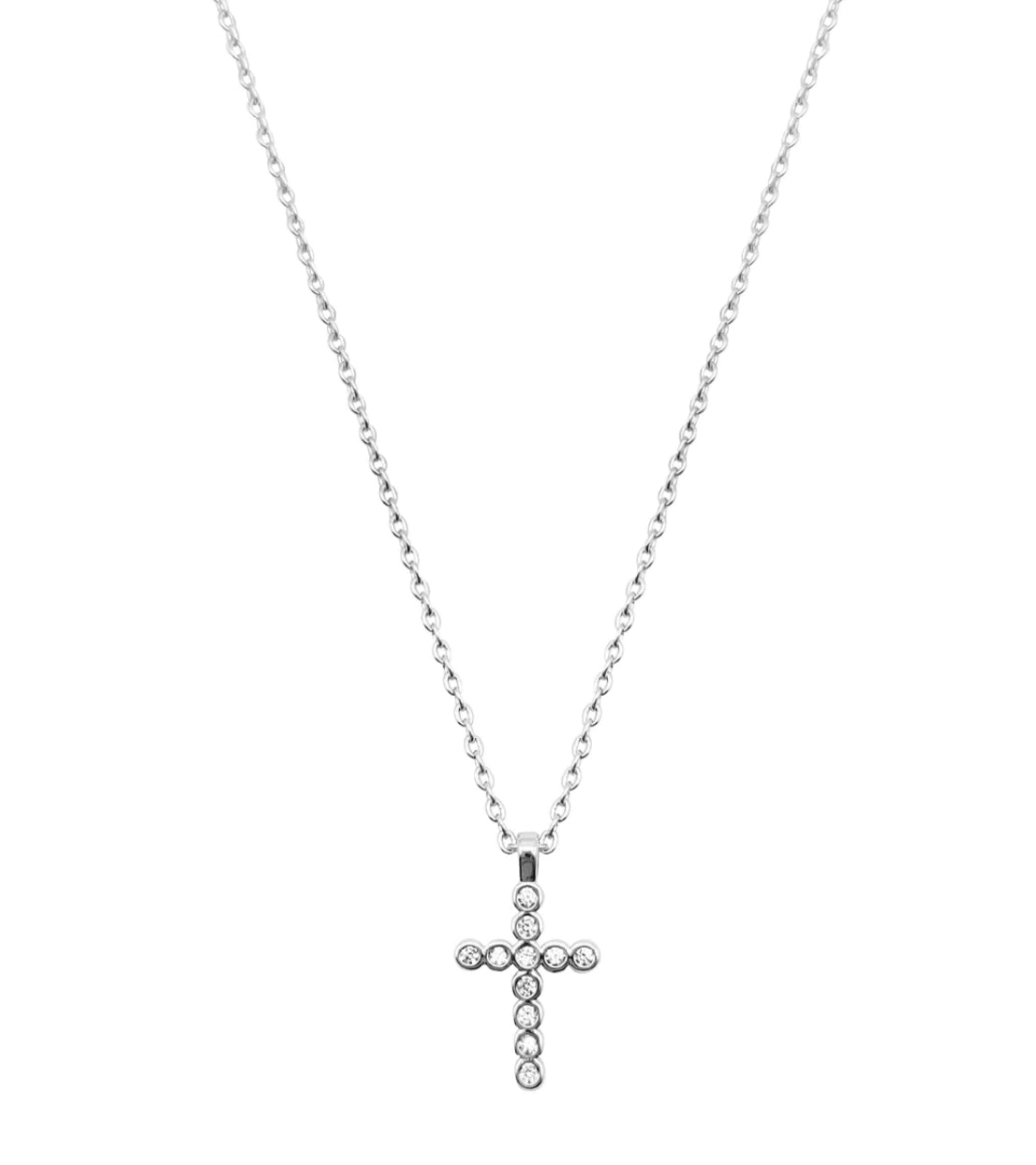 Delicate CZ Cross Pendant in Silver