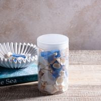 Jar w/White & Cobalt Sea Glass & Shells