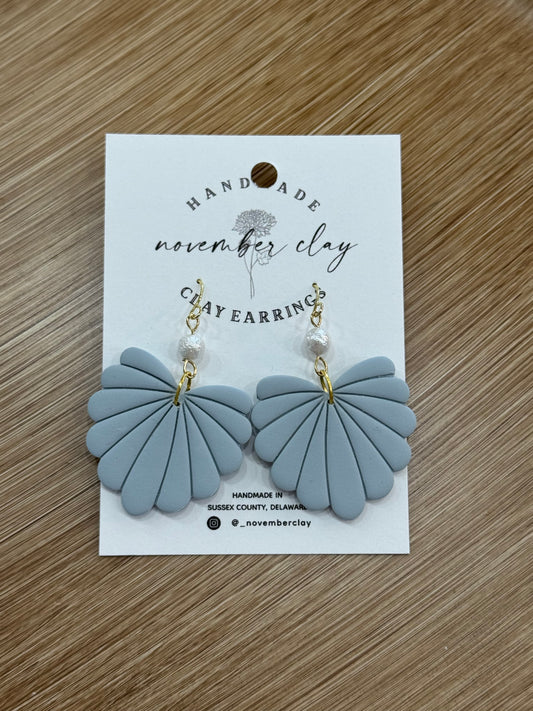 Powder Blue Scallop Shape w/Pearl Connector
