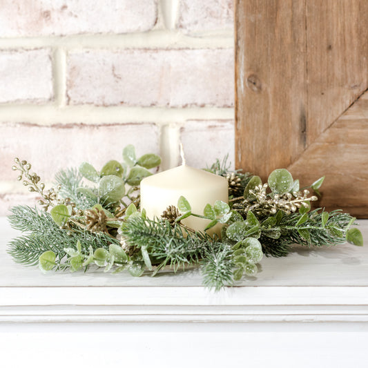 5" MIXED GREEN CANDLE RING