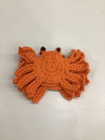 Hand Crocheted Set Of 4 Crab Coasters
