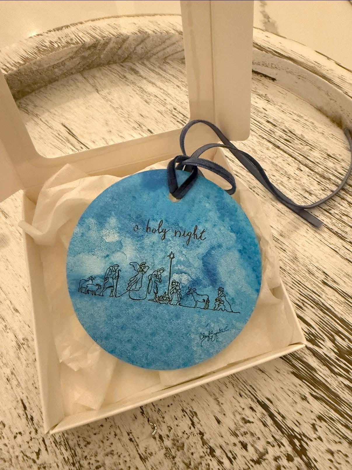 Nativity o holy night Glass Ornament