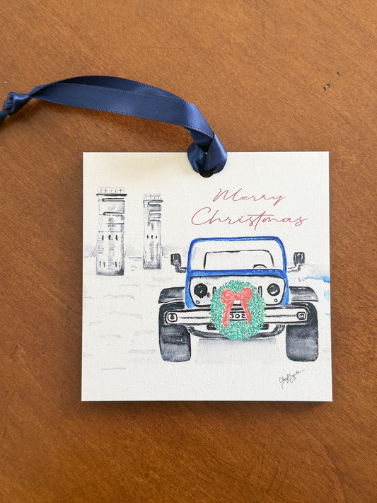 302 Jeep Wreath Towers Ornament